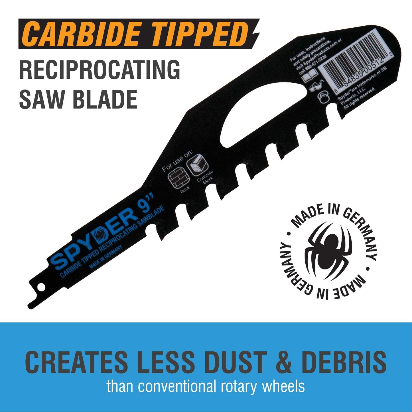 Spyder 200211 Spyder Masonry Carbide Tooth 18-In 2-Tpi Demolition Reciprocating Saw Blade