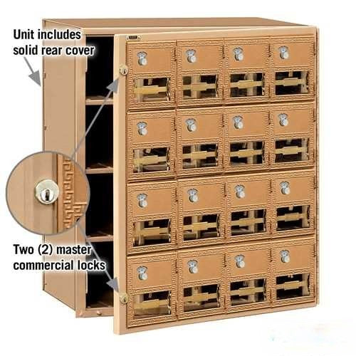 Mailboxes 2016FL-COMBO Salsbury Brass Mailbox - 16 Doors with Combination Locks - Front Loading