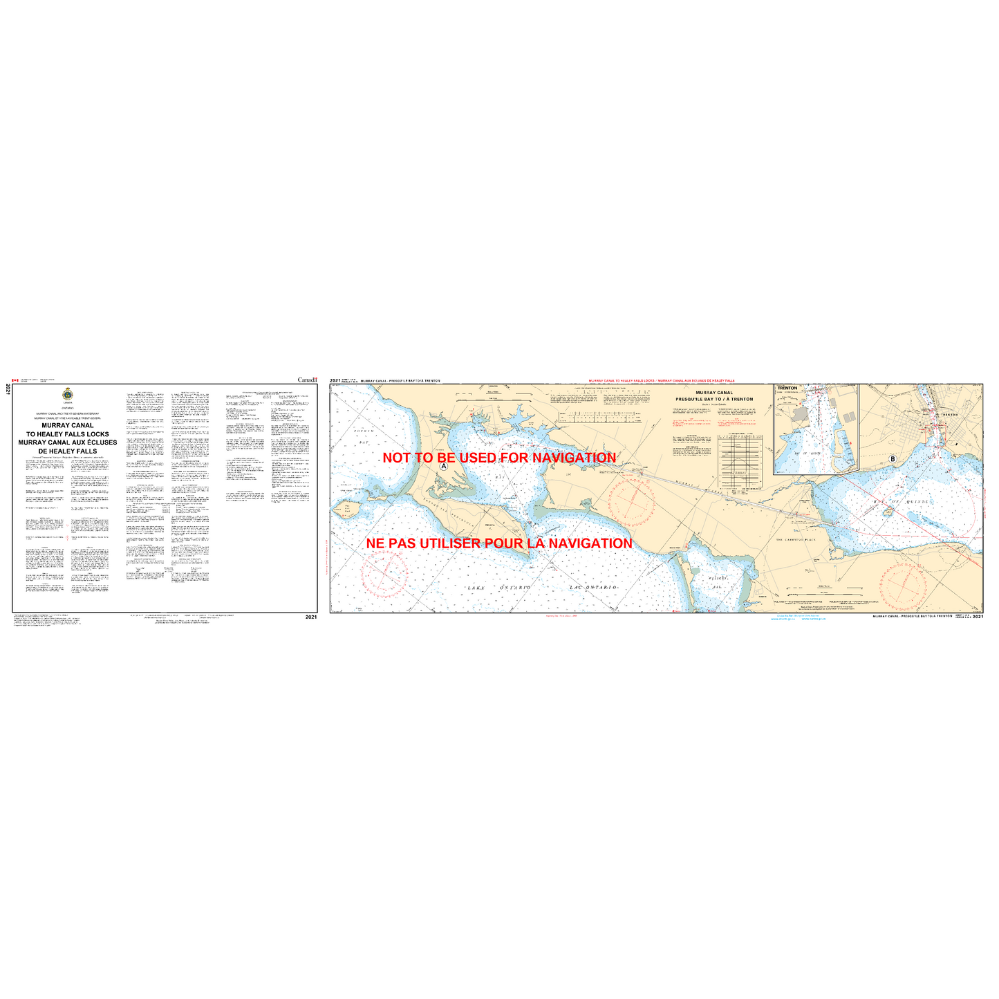Paradise Clay CAN2021 CHS Chart Murray Canal to Healey Falls Locks / Murray Canal aux Écluses de Healey Falls