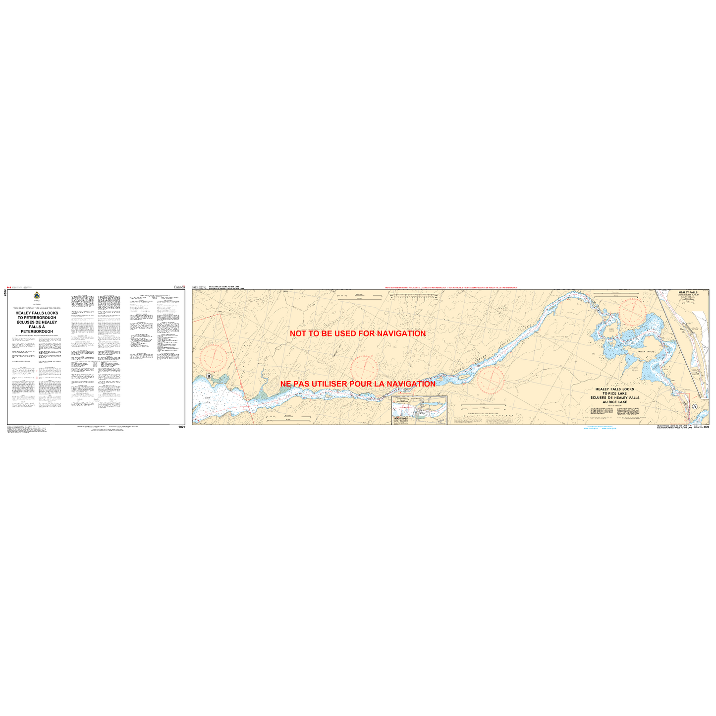 Paradise Clay CAN2022 CHS Chart Healey Falls Locks to Peterborough / Écluses de Healey Falls Peterborough
