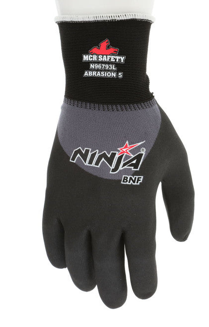 MCR SAFETY N96793M Ninja Bnf 15 Ga  Gray Nylon/Spandex Shell  Blk B (12 PR)