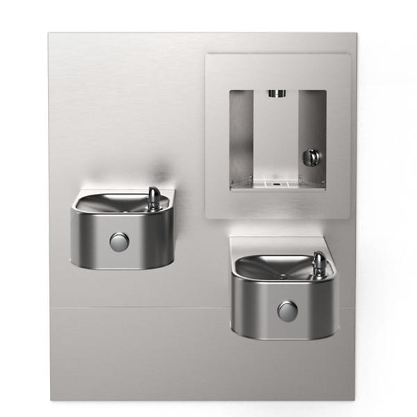 Elkay EZLMSN-EDFPVM217DK ezH2O® Vandal Resistant Mechanical Bottle Filling Station with Bi-Level Integral Soft Sides® Fountain Non-Filtered Non-Refrigerated Stainless