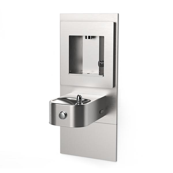 Elkay EZLMSN-EDFPVM214DK ezH2O® Vandal Resistant Mechanical Bottle Filling Station with Integral Soft Sides® Fountain Non-Filtered Non-Refrigerated Stainless