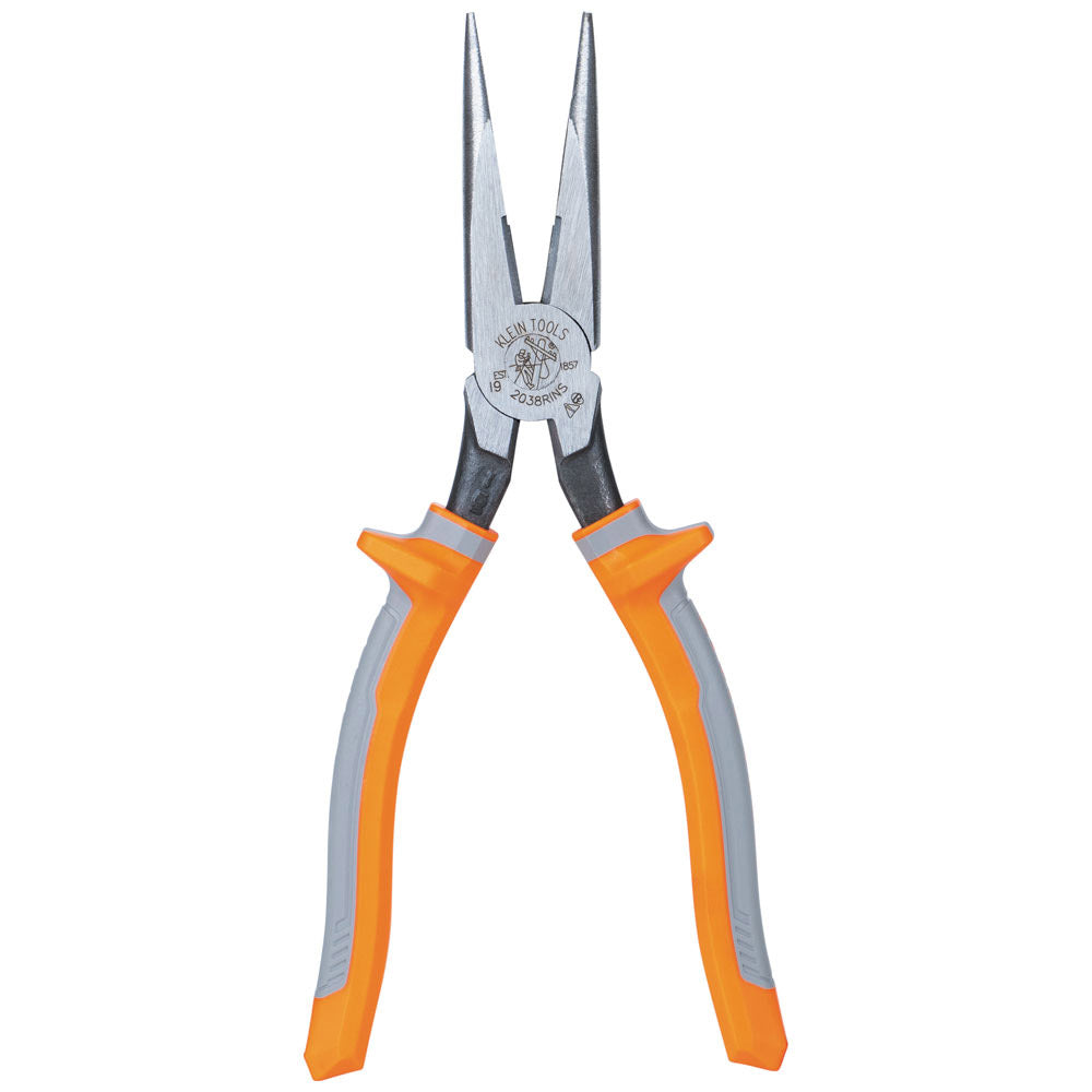 Klein Tools 2038RINS Pliers, Long Nose Side-Cutters, Insulated, 8-Inch