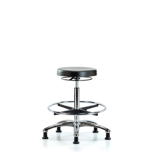 Blue Ridge Ergonomics PHBSO-CR-CF-RG Polyurethane Stool Chrome - High Bench Height with Chrome Foot Ring & Stationary Glides