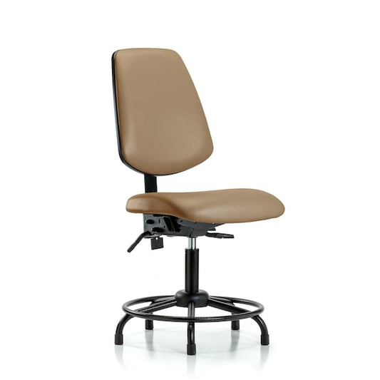 Blue Ridge Ergonomics VDHCH-MB-RG-T1-A0-RC-8584 Rutledge Vinyl Chair - Desk Height with Medium Back, Seat Tilt, & Casters in Taupe Trailblazer™ Vinyl