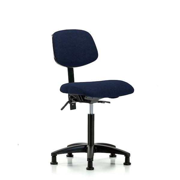 Blue Ridge Ergonomics FMBCH-RG-T0-A0-NF-RG-F45 Rutledge Fabric Chair - Medium Bench Height with Stationary Glides in Navy Fabric