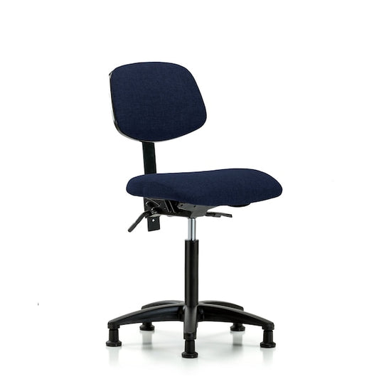 Blue Ridge Ergonomics FMBCH-RG-T0-A0-NF-RG-F45 Rutledge Fabric Chair - Medium Bench Height with Stationary Glides in Navy Fabric