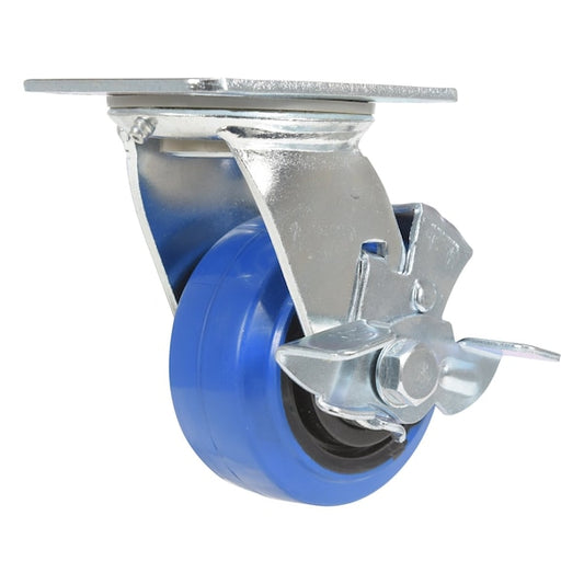 Vestil CST-BB-4X2ER-SWB Elastic Rubber Swivel With Brake Caster 4 In. Diameter x 2 In. Width 550 lb Blue/Black