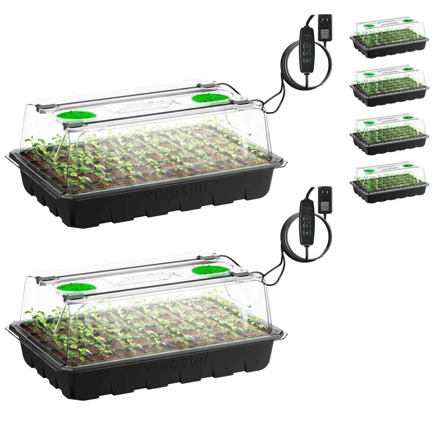 Vivosun 6-Pack Seed Starter Trays, 240-Cell Seed Starter Kit with 2 Set of LED Lights