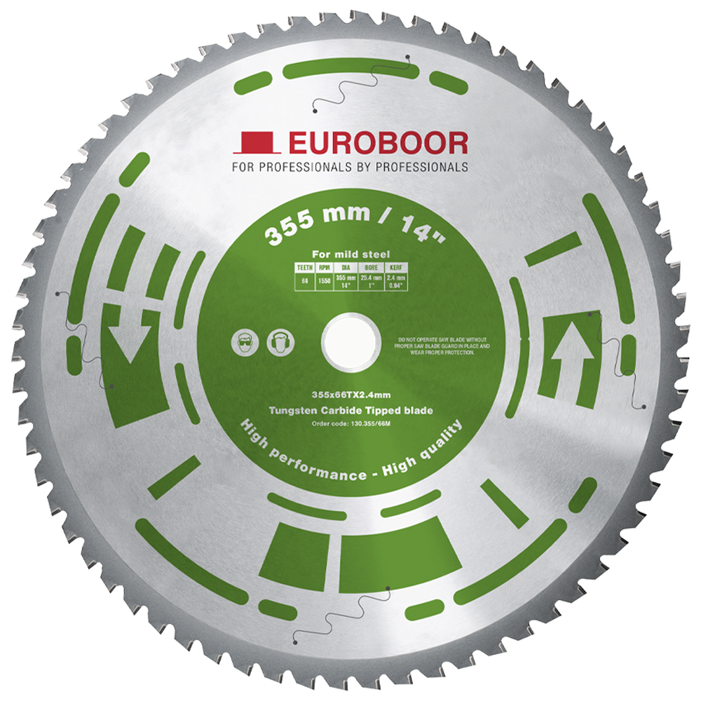 Euroboor 130.355/66M Saw Blade, 75Cr1, D 355 Mm / 14 Inch, T 66.