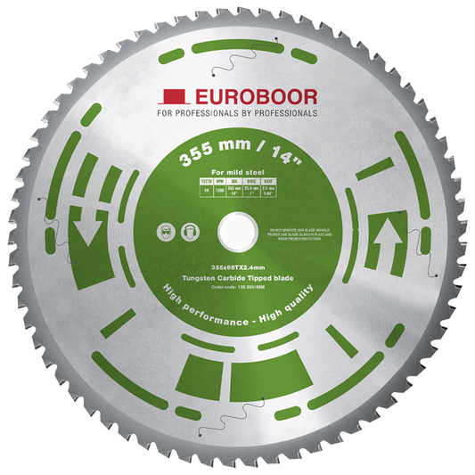 Euroboor 130.355/66M Saw Blade, 75Cr1, D 355 Mm / 14 Inch, T 66.