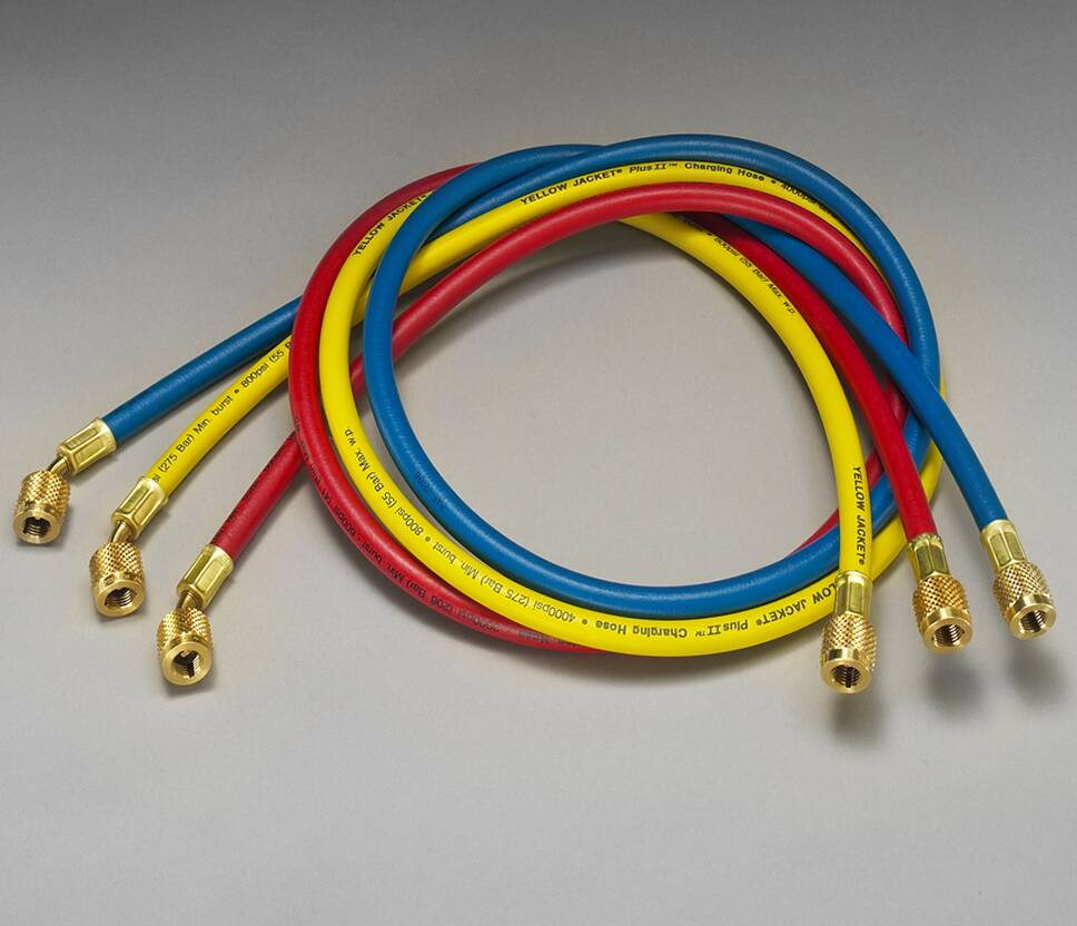 Yellow Jacket 21981 Multi-length 3 pak (two 36", one 72" ), HAV standard fitting, PLUS II 1/4" charging hose