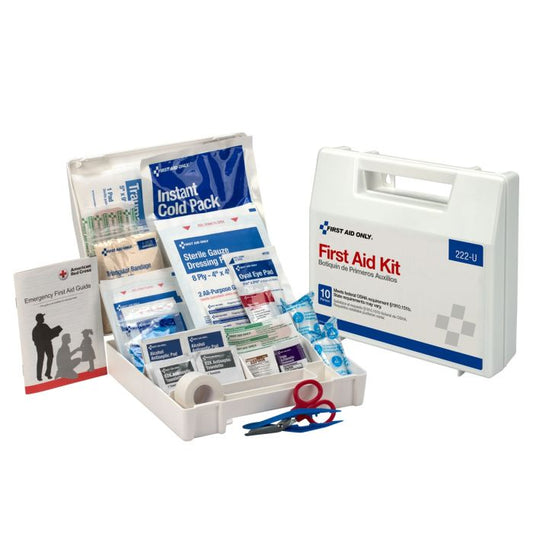 First Aid Only 222-U 10 Person First Aid Kit, Plastic Case with Dividers