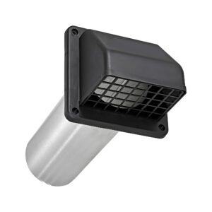 Lambro 224BL-B 4 Inch Black Plastic Wall Exhaust Hood Dryer Vent – Damper – Screen – 11 Inch Pipe