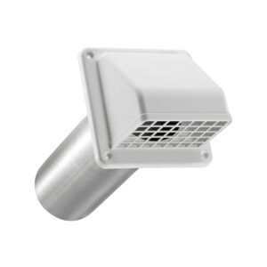 Lambro 224W-B 4 Inch White Plastic Wall Exhaust Hood Dryer Vent – Damper – Screen – 11 Inch Pipe