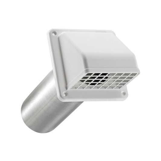 Lambro 224W 4 Inch White Plastic Exhaust Wall Hood Vent