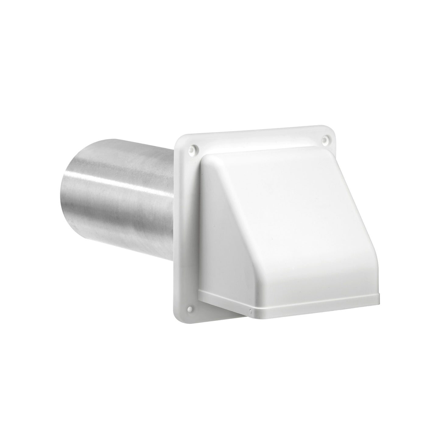 Lambro 224W-B 4 Inch White Plastic Wall Exhaust Hood Dryer Vent – Damper – Screen – 11 Inch Pipe