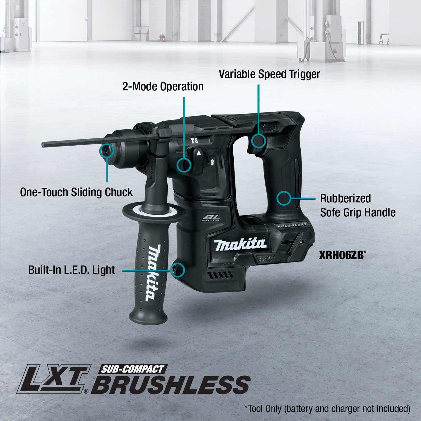 Makita XRH06ZB 18V LXT® Lithium‘Ion Sub‘Compact Brushless Cordless 11/16" SDS‘PLUS Rotary Hammer, Tool Only