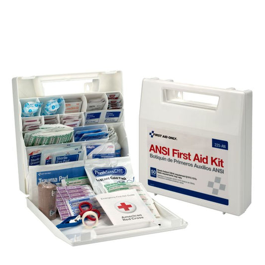 First Aid Only 225-AN 50 Person First Aid Kit, Plastic Case with Dividers