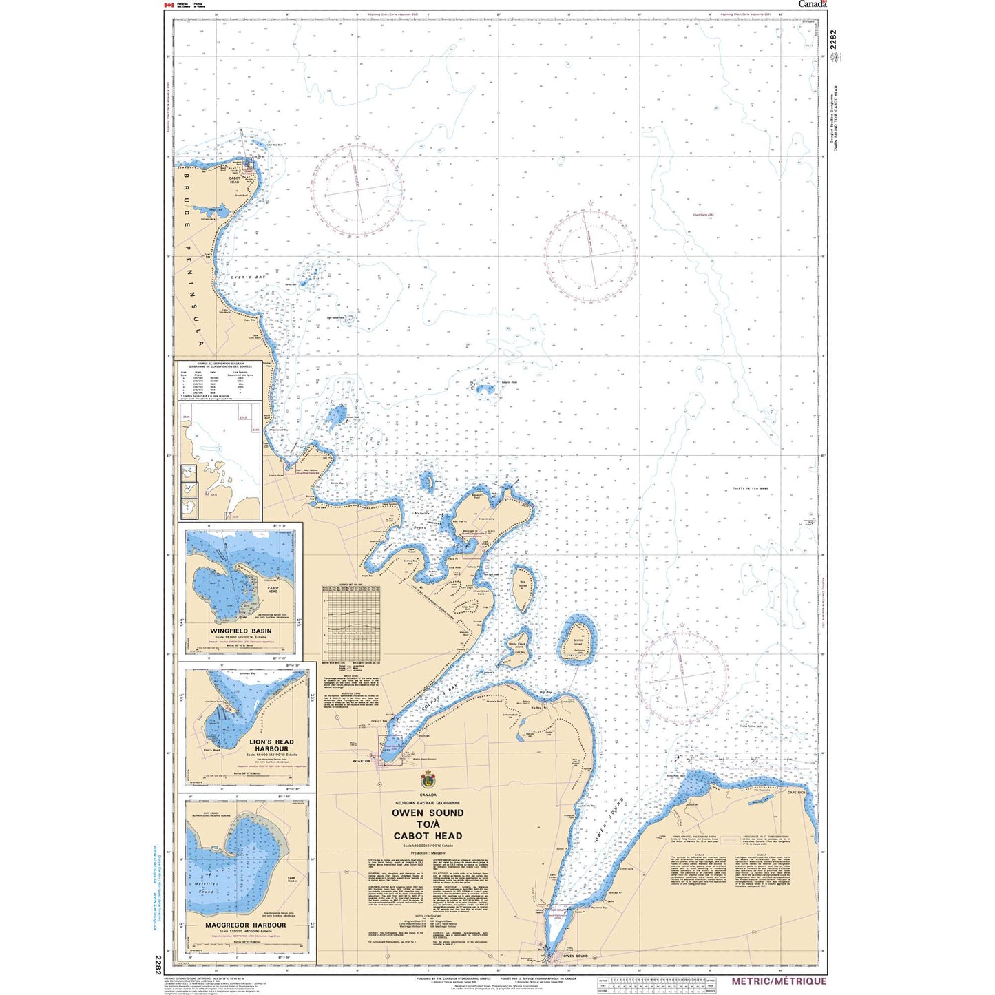 Paradise Clay CAN2282 CHS Chart Owen Sound to/ Cabot Head