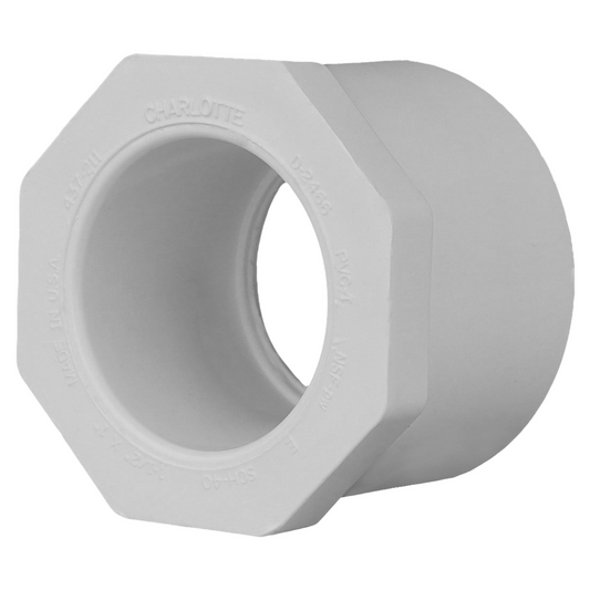 Jones Stephens 437211 1-1/2" x 1" Sch. 40 PVC Reducing Bushing, SPG x S