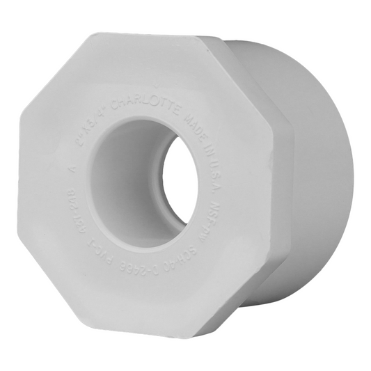 Jones Stephens 437248 2" x 3/4" Sch. 40 PVC Reducing Bushing, SPG x S