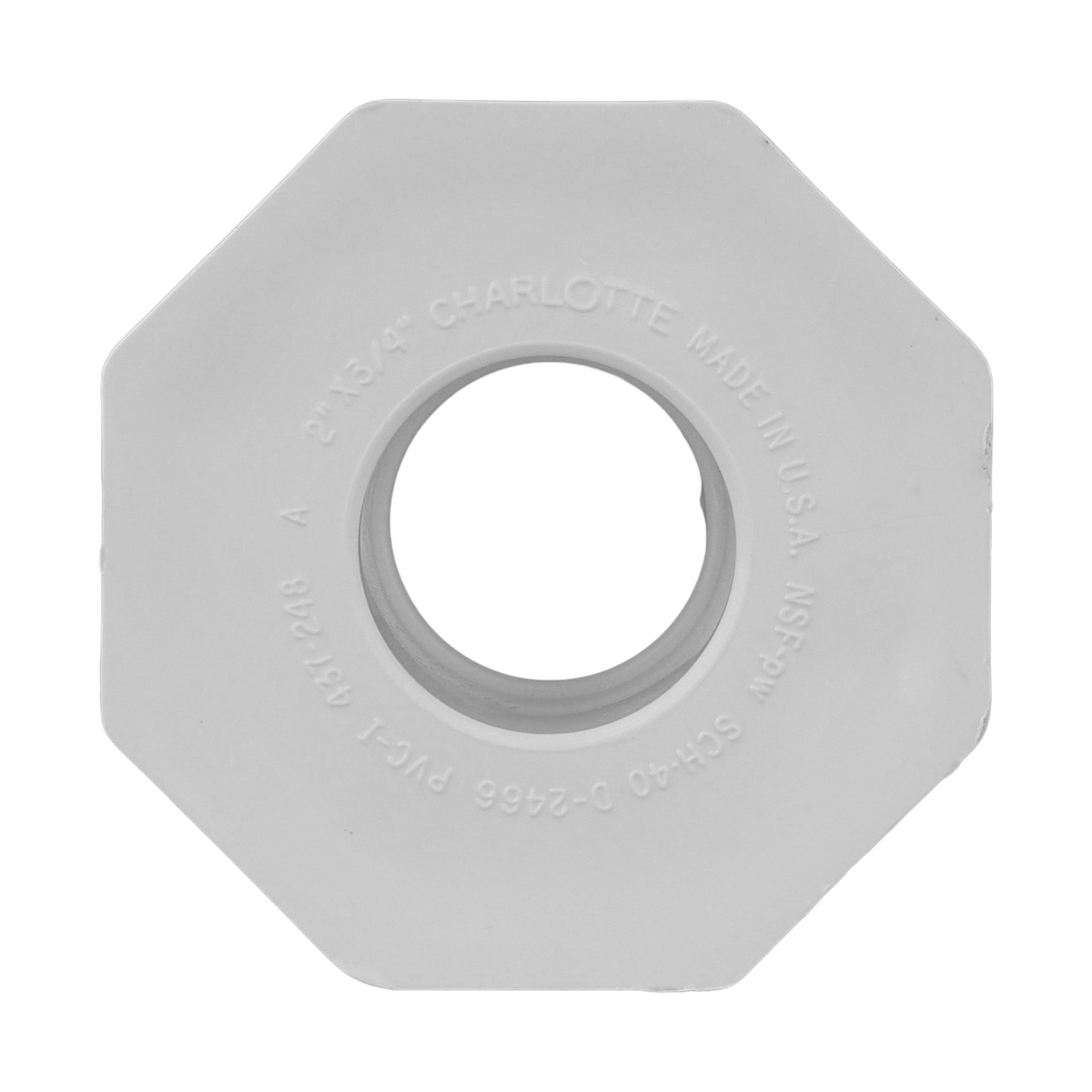 Jones Stephens 437248 2" x 3/4" Sch. 40 PVC Reducing Bushing, SPG x S