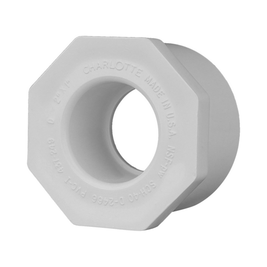Jones Stephens 437249 2" x 1" Sch. 40 PVC Reducing Bushing, SPG x S