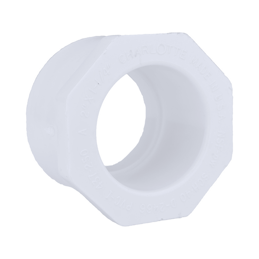 Jones Stephens 437250 2" x 1-1/4" Sch. 40 PVC Reducing Bushing, SPG x S