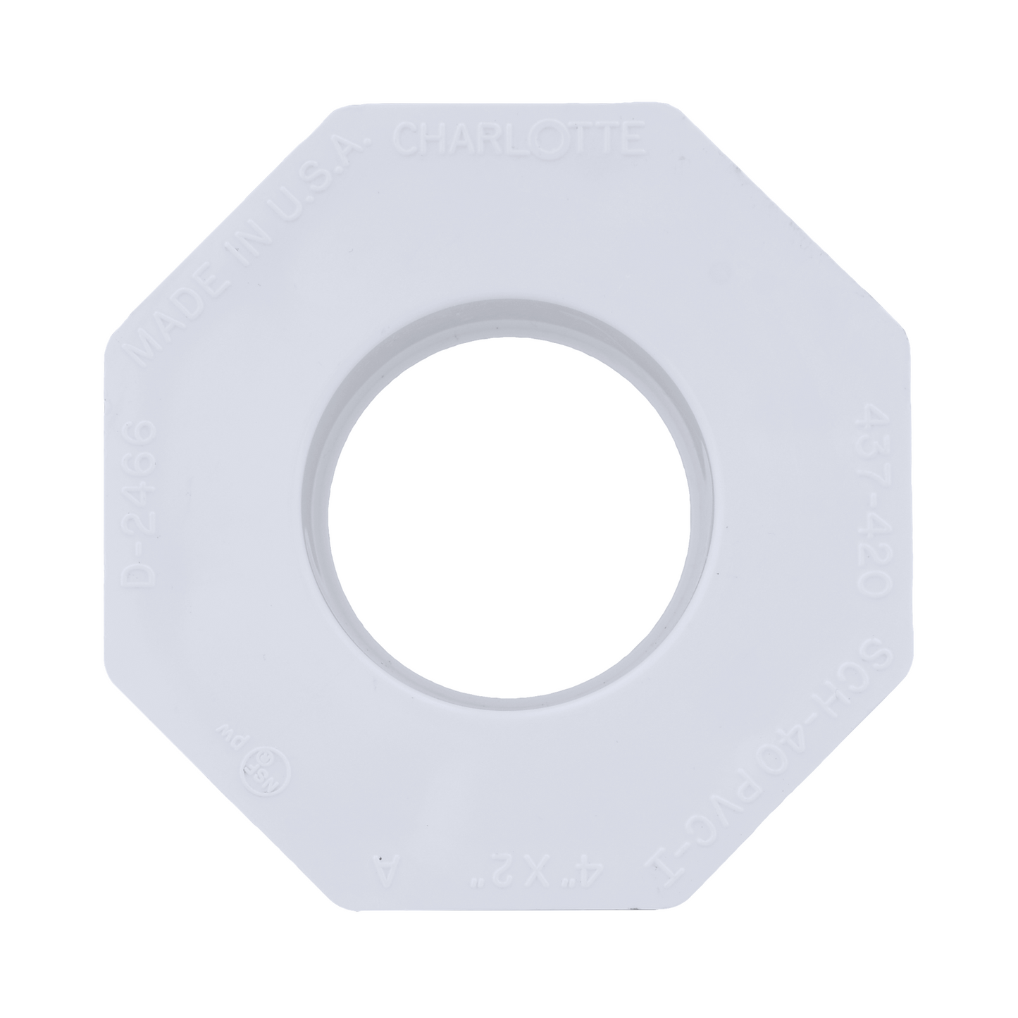 Jones Stephens 437420 4" x 2" Sch. 40 PVC Reducing Bushing, SPG x S