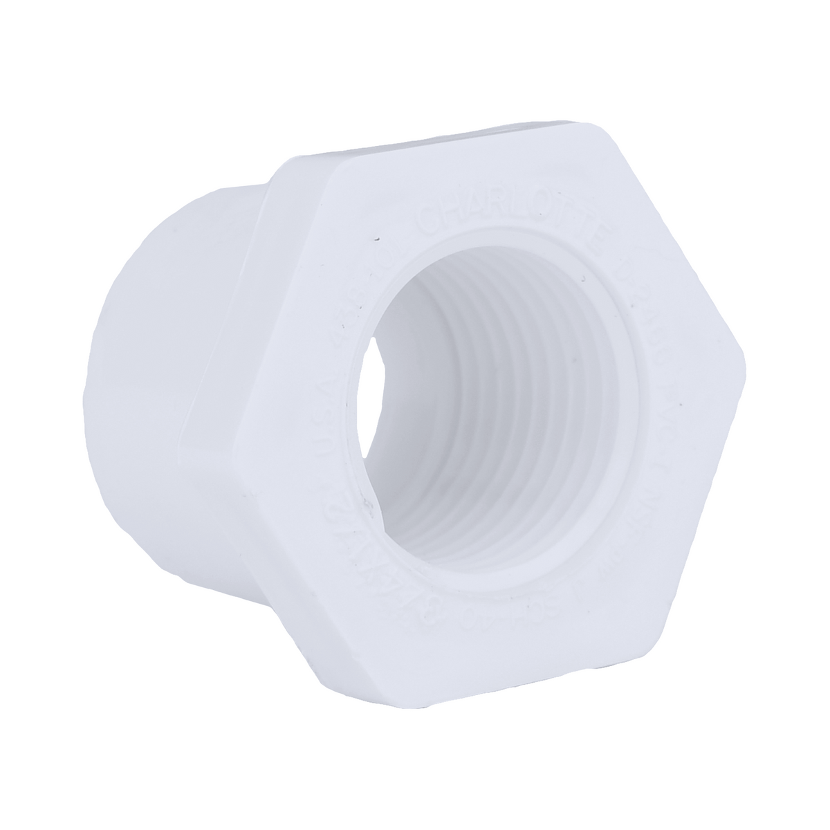 Jones Stephens 438101 3/4" x 1/2" Sch. 40 PVC Reducing Bushing, SPG x FPT