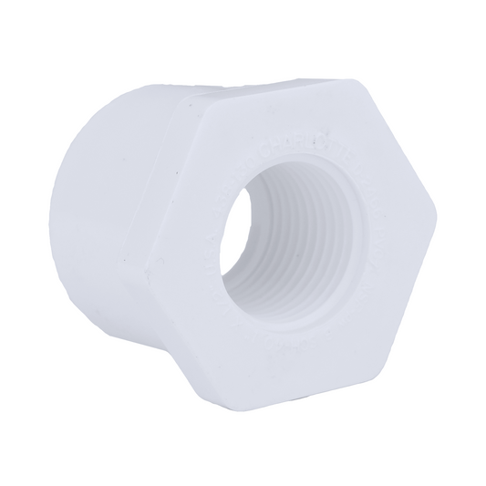Jones Stephens 438130 1" x 1/2" Sch. 40 PVC Reducing Bushing, SPG x FPT