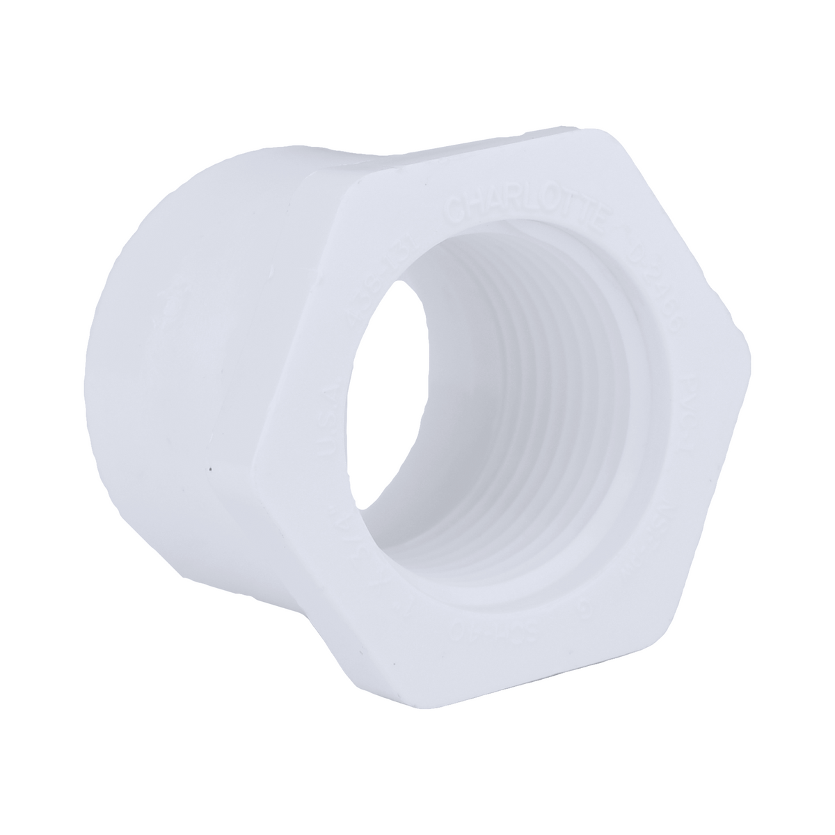 Jones Stephens 438131 1" x 3/4" Sch. 40 PVC Reducing Bushing, SPG x FPT