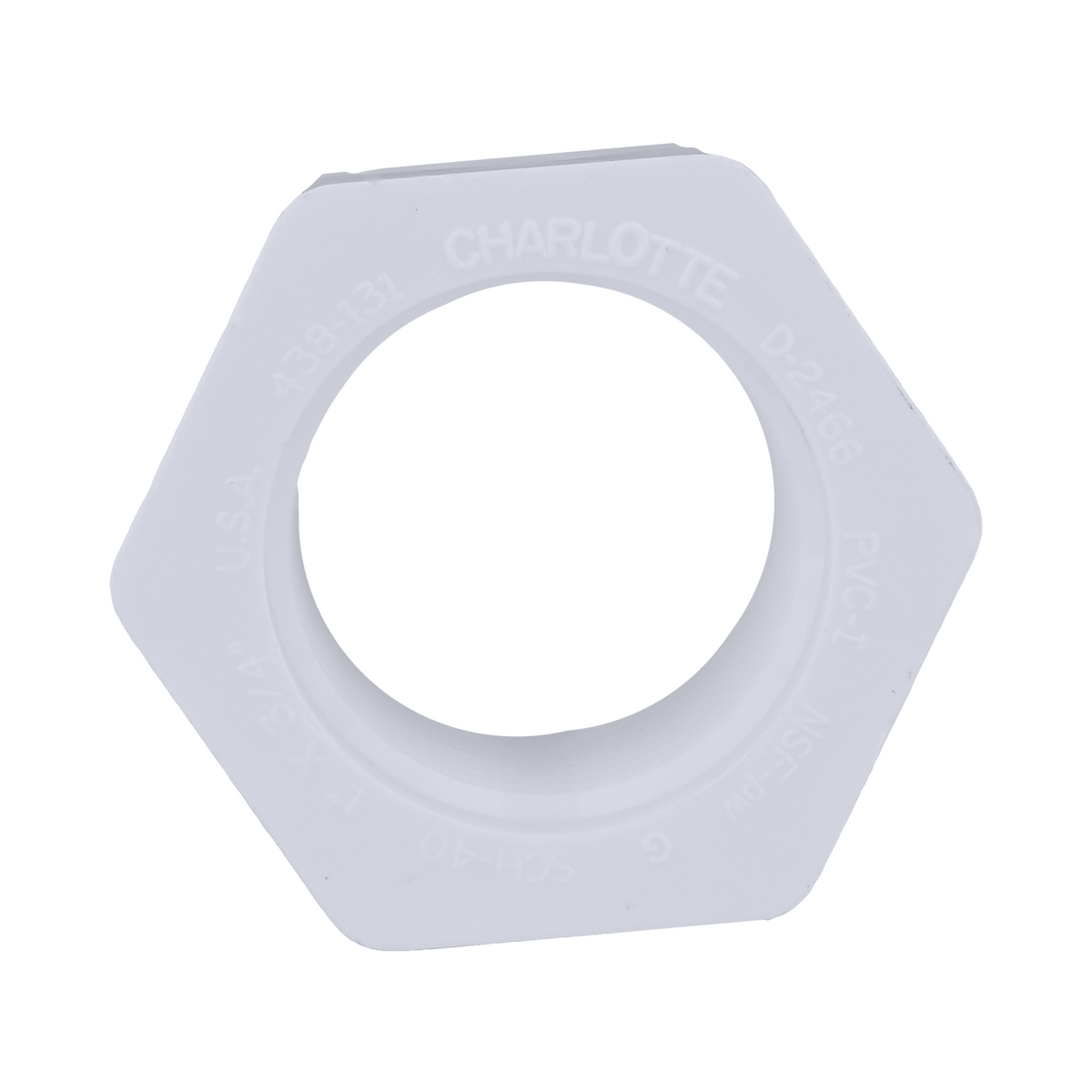 Jones Stephens 438131 1" x 3/4" Sch. 40 PVC Reducing Bushing, SPG x FPT