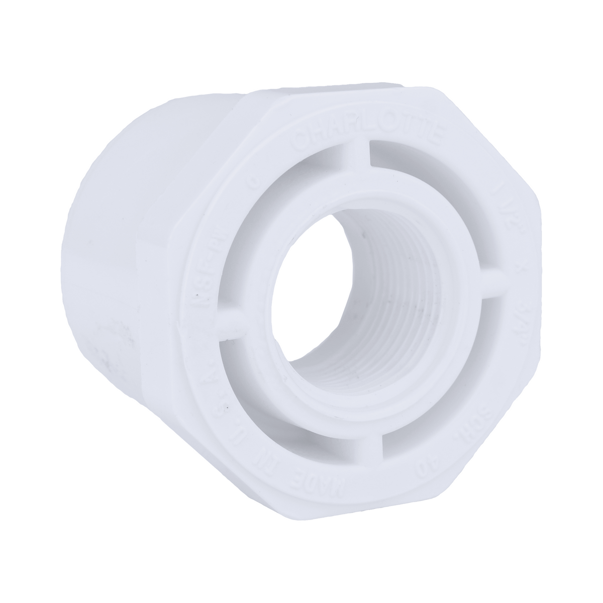 Jones Stephens 438210 1-1/2" x 3/4" Sch. 40 PVC Reducing Bushing, SPG x FPT