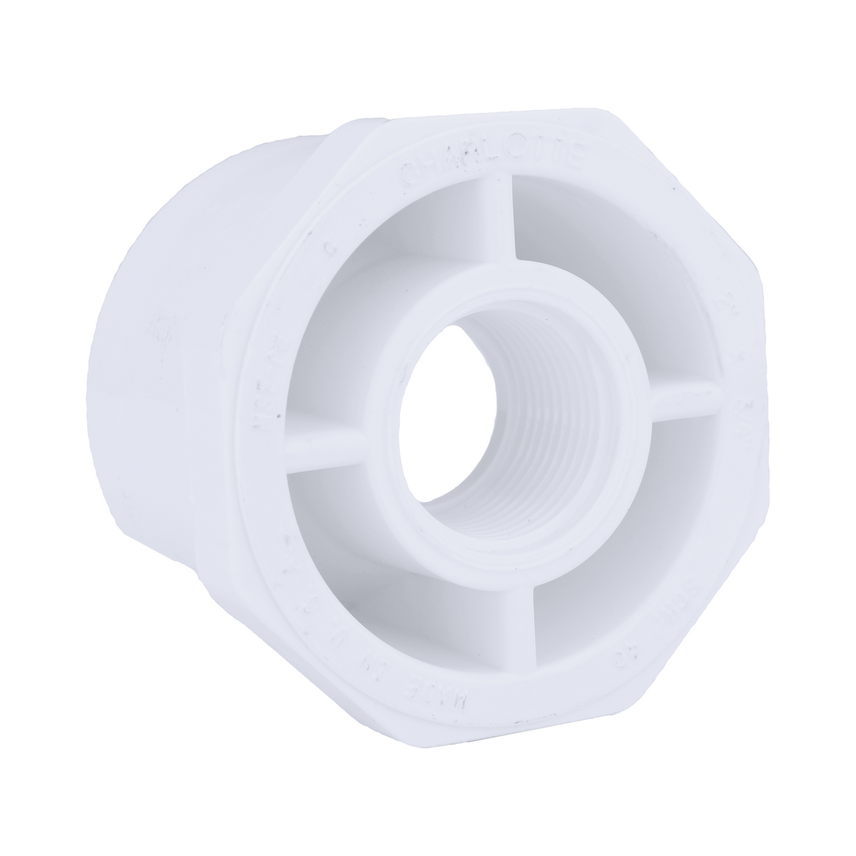 Jones Stephens 438248 2" x 3/4" Sch. 40 PVC Reducing Bushing, SPG x FPT