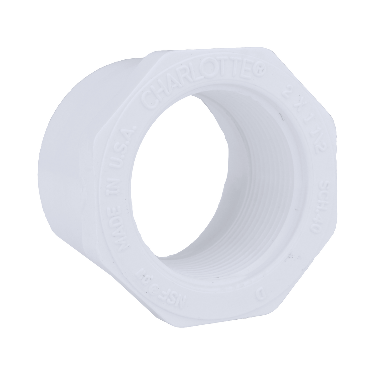 Jones Stephens 438251 2" x 1-1/2" Sch. 40 PVC Reducing Bushing, SPG x FPT