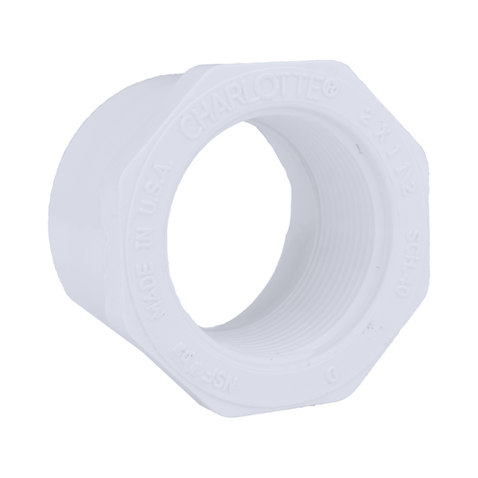 Jones Stephens 438251 2" x 1-1/2" Sch. 40 PVC Reducing Bushing, SPG x FPT