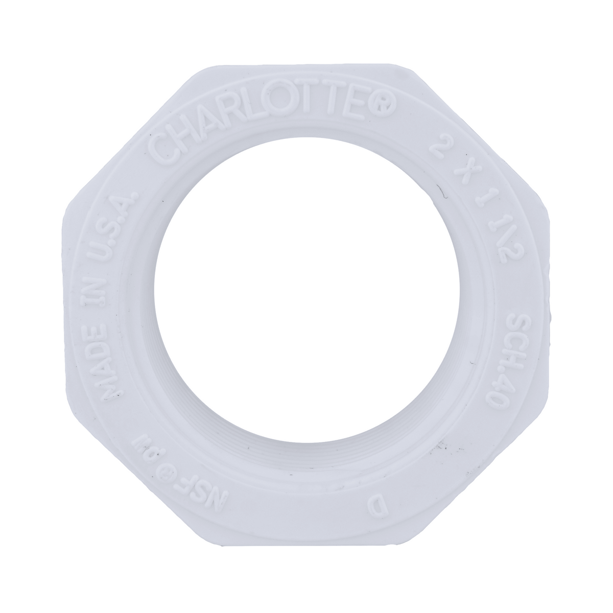 Jones Stephens 438251 2" x 1-1/2" Sch. 40 PVC Reducing Bushing, SPG x FPT