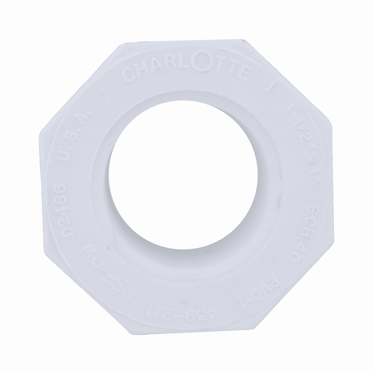 Jones Stephens 439211 1-1/2" x 1" Sch. 40 PVC Reducing Bushing, MPT x FPT