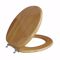 Jones Stephens C2B1R17CH Natural Oak Designer Wood Toilet Seat with Piano Finish, Closed Front with Cover, Chrome Hinges, Round