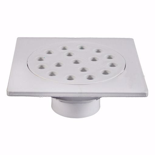 Jones Stephens D40023 9" x 9" PVC Square Utility Drain with Pipe Stop and 4" Hub