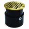 Jones Stephens D53055 4" ABS Over Pipe Fit Drain Base with 3-1/2" Metal Spud and 6" Polished Brass Strainer