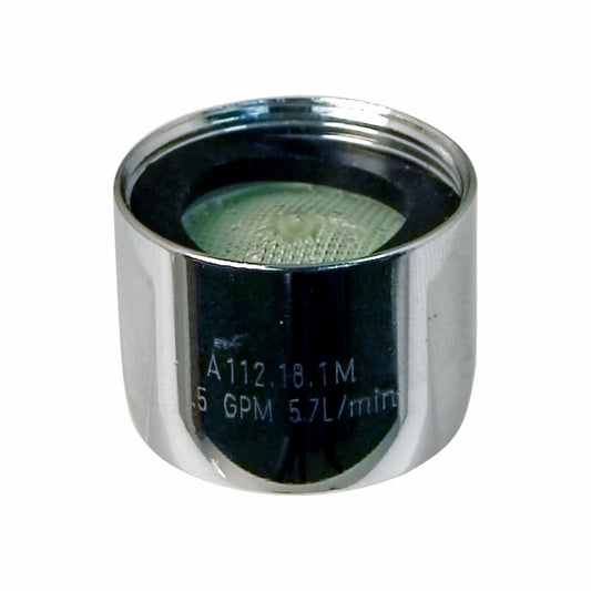 Jones Stephens A01071 Chrome Plated 55/64" - 27T Large Female Thread Non-Slotted 1.5 GPM Aerator