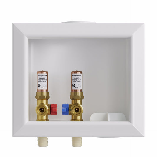 Jones Stephens B05747 Washing Machine Box, Right Outlet with Water Hammer Arrestor, 1/2" CPVC Connection