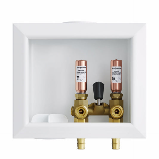 Jones Stephens B05860 Washing Machine Box, Left Outlet with Single Lever Valve and Water Hammer Arrestor, 1/2" PEX F1960 Connection