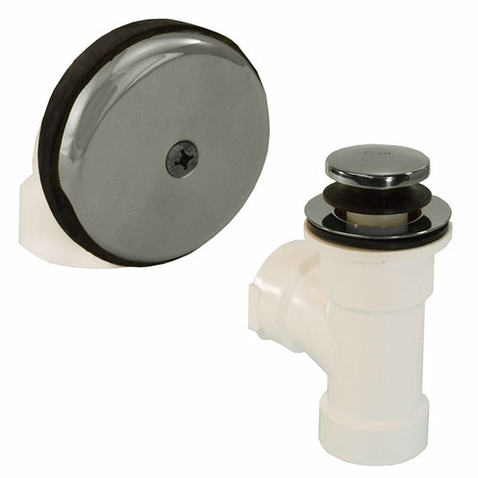 Jones Stephens B07003 Chrome Plated One-Hole Toe Touch Bath Waste Kit, Direct T-Waste Half Kit, White Plastic