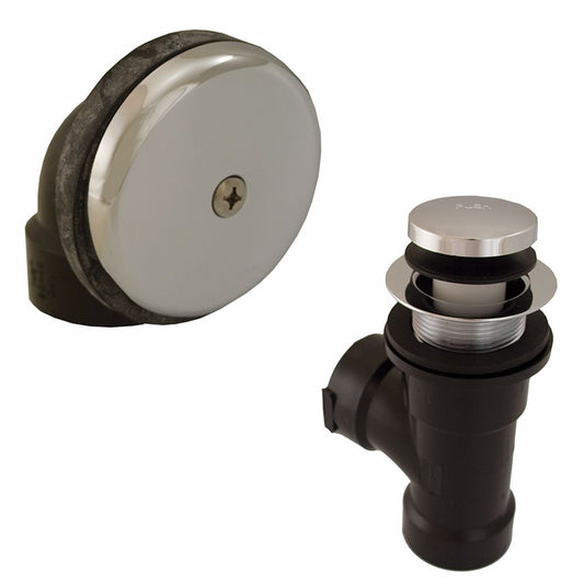 Jones Stephens B07004 Chrome Plated One-Hole Toe Touch Bath Waste Kit, Direct T-Waste Half Kit, Black Plastic