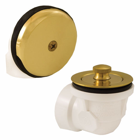 Jones Stephens B07014 Polished Brass One-Hole Lift and Turn Bath Waste Kit, Standard Half Kit, White Plastic
